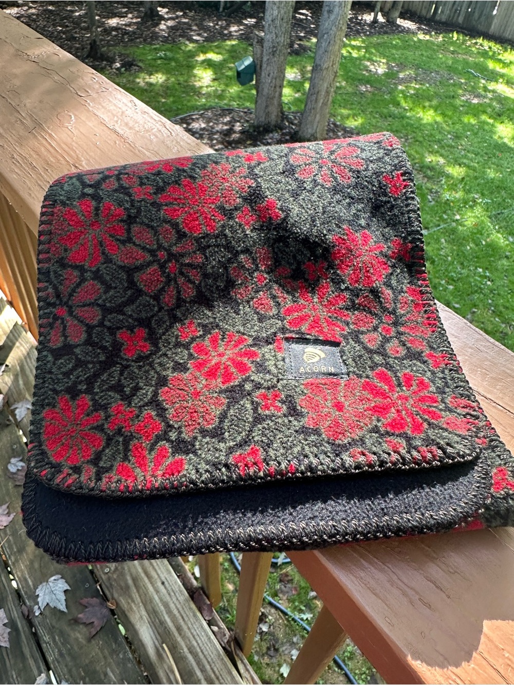 Acorn red floral fleece scarf